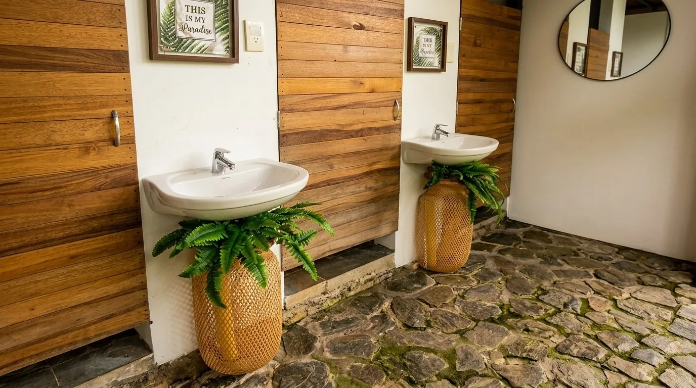 Baño estilo spa con piedra