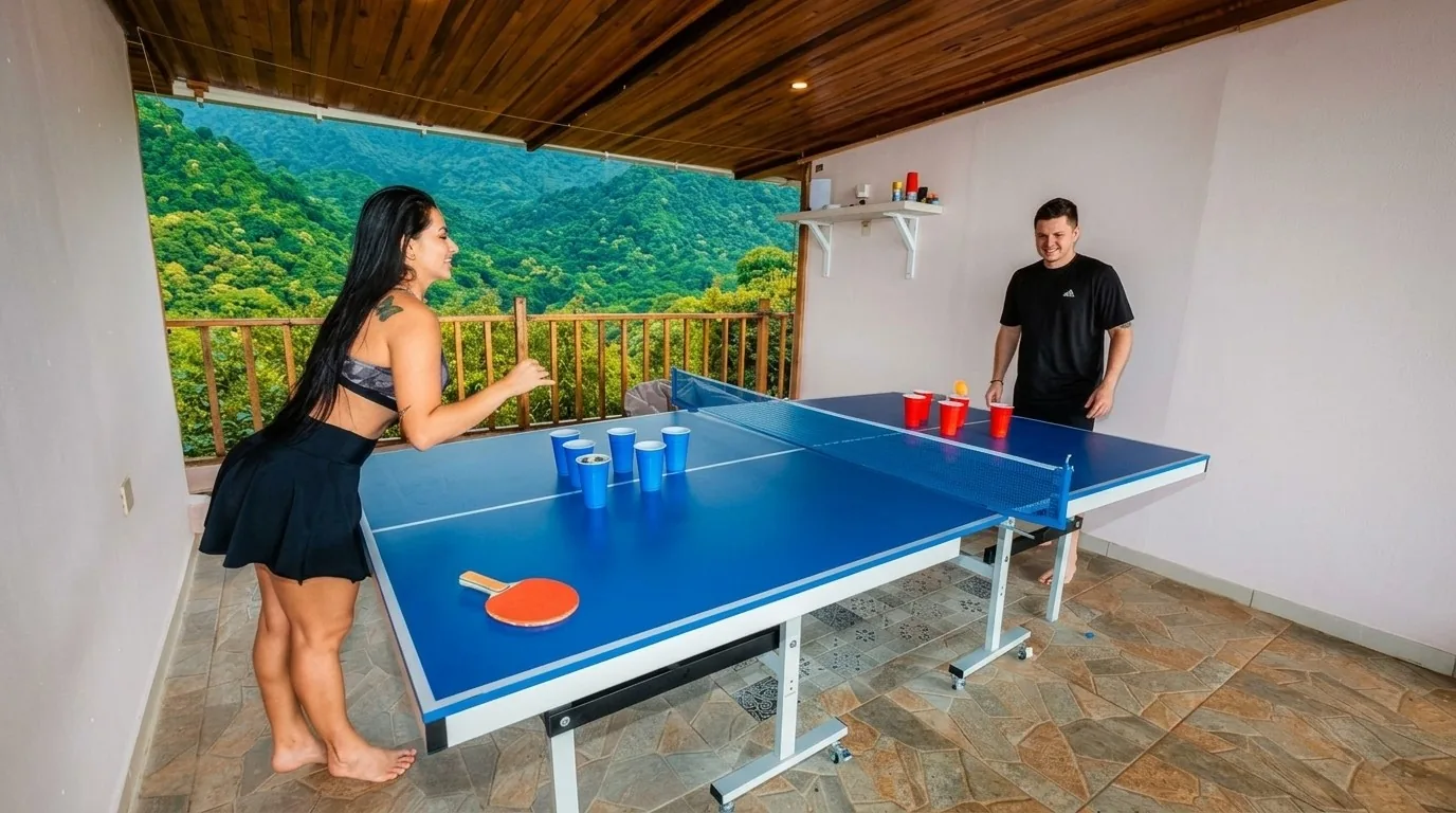 Ping Pong con vista a la montaña
